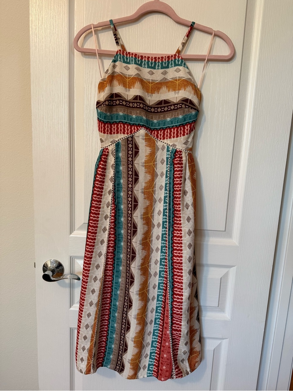 Sleeveless Tribal Stripe Maxi Dress Church Brunch Teacher Layering Dress
